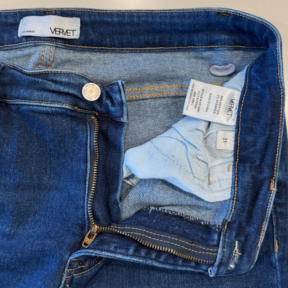 Vervet Emerson Mid Rise Raw Hem Crop Skinny Jeans Size 31 - Picture 3 of 7